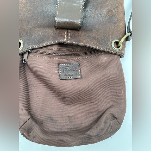 Fossil Brown Distressed Leather Crossbody - Picture 6 of 7